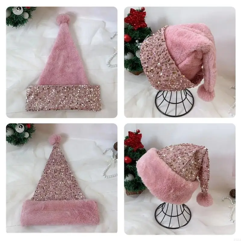 P88A หมวกซานต้าคริสต์มาสพร้อมหมวกปีกขนยาวอุปกรณ์คอสเพลย์ปาร์ตี้ปีใหม่