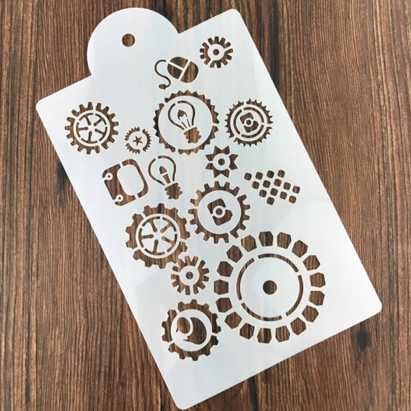 Gear oco spray flor estênceis para pintura diy parede scrapbooking álbum de fotos em relevo graffiti decoração modelo reutilizável