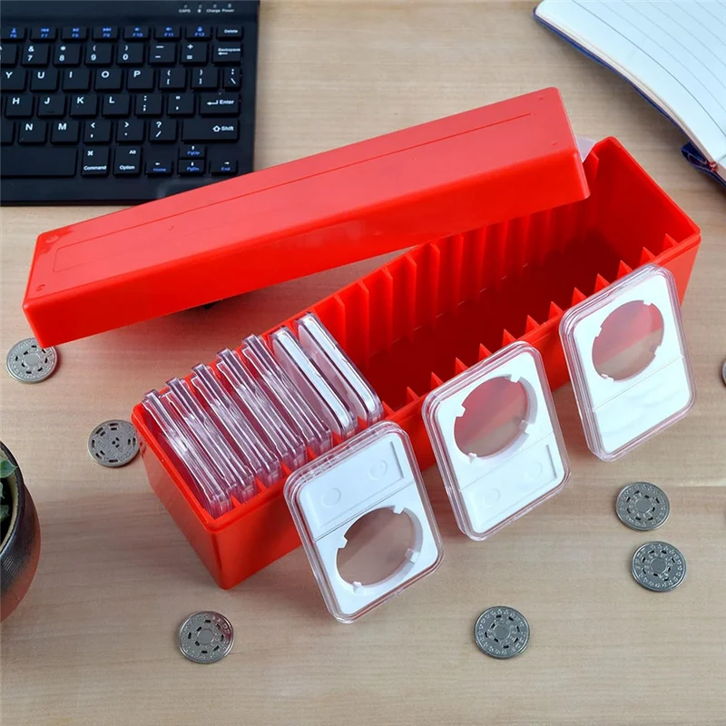 A41Z-2Pcs Coin Slab Storage Box Compatible With 20 Slab Coin Holders, Plastic Coin Box Coin For Collectors Coin Storage