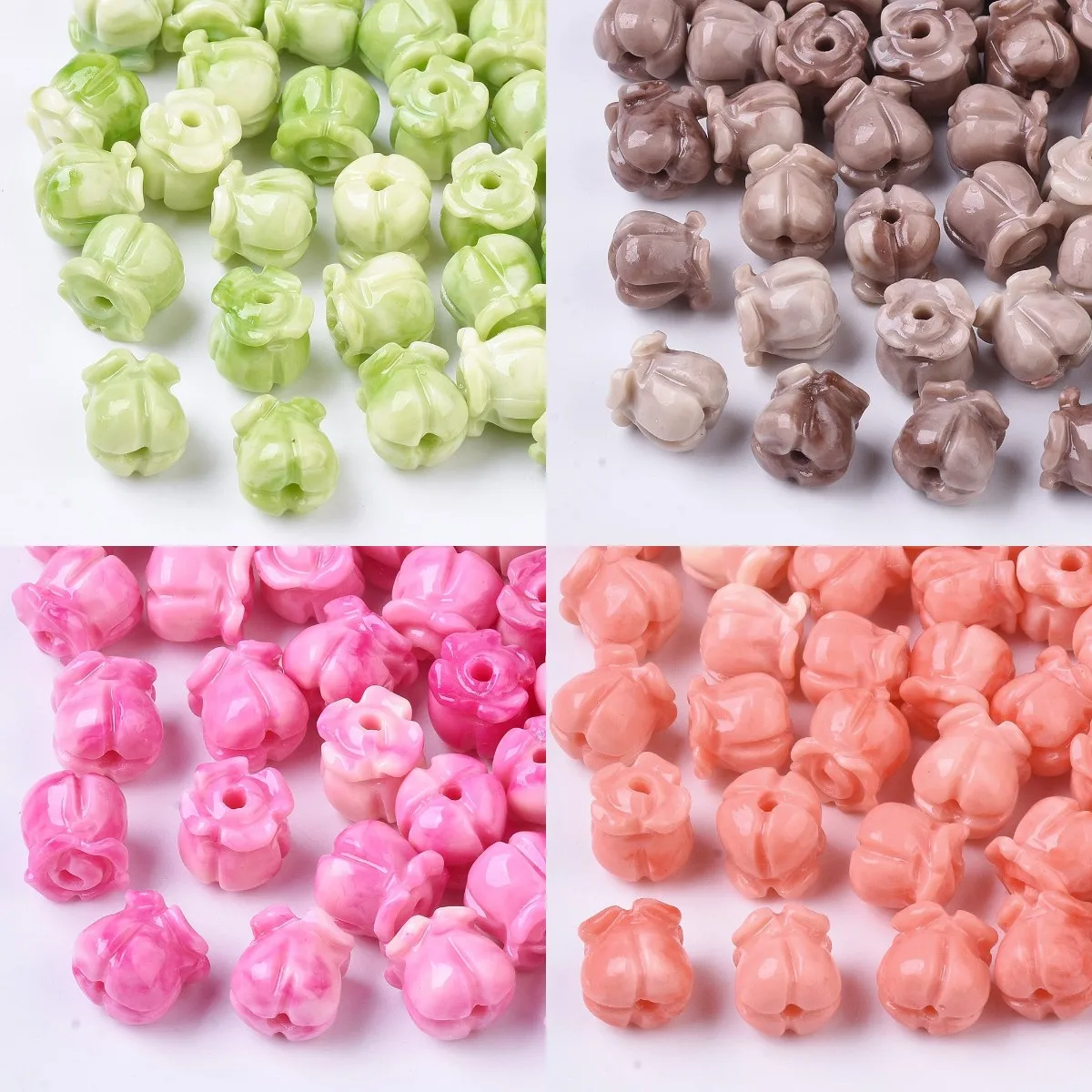 

100Pcs Synthetic Coral Dyed Tulip Beads Spacer Beads Flower Gemstone Beads DIY Jewelry Making Bracelet Necklace Gift Accessory