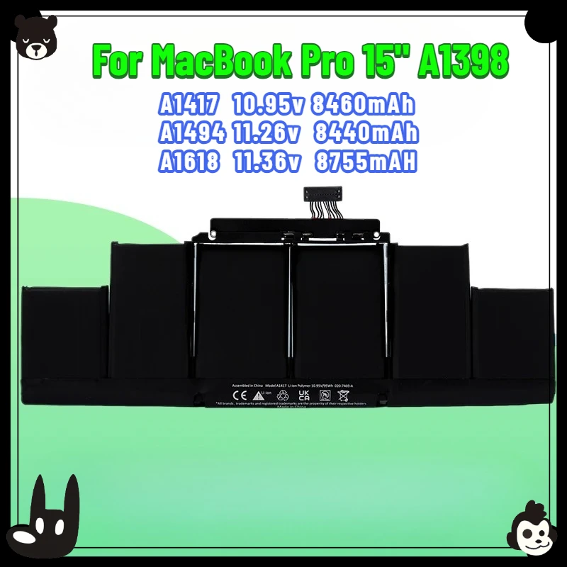 

A1417 A1494 A1618 Аккумулятор для Apple Macbook Pro 15 дюймов A1398 Середина 2012 г. начало 2013 г. Retina MC975LL/A MC976LL