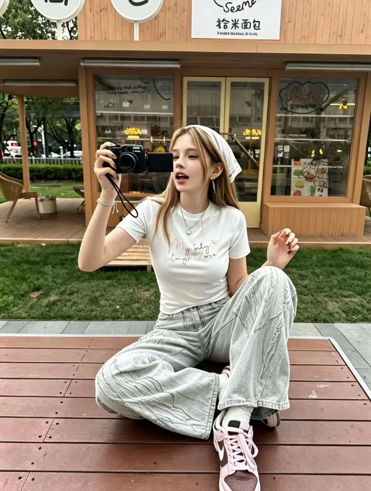 American Retro Wing Patch Rivet Micro Flared Jeans Women's Punk Gothic Street New Clothing Casual Hip Hop High Waist Flared Jean