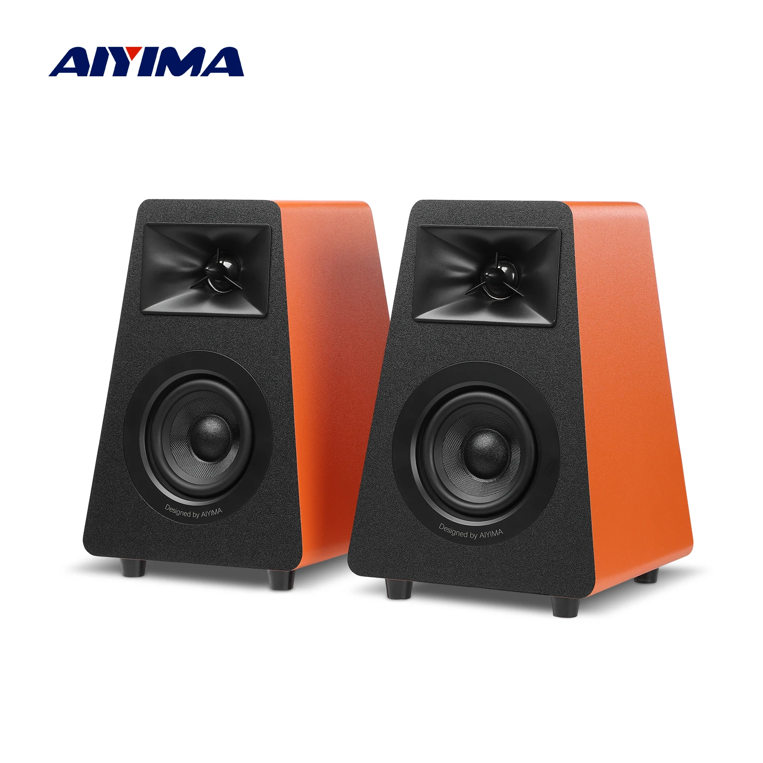 

AIYIMA S30 Active Bookshelf Speakers Bluetooth 5.3 Wooden 100W Studio Monitor Speakers Hifi Home Theater Subwoofer Orange/White