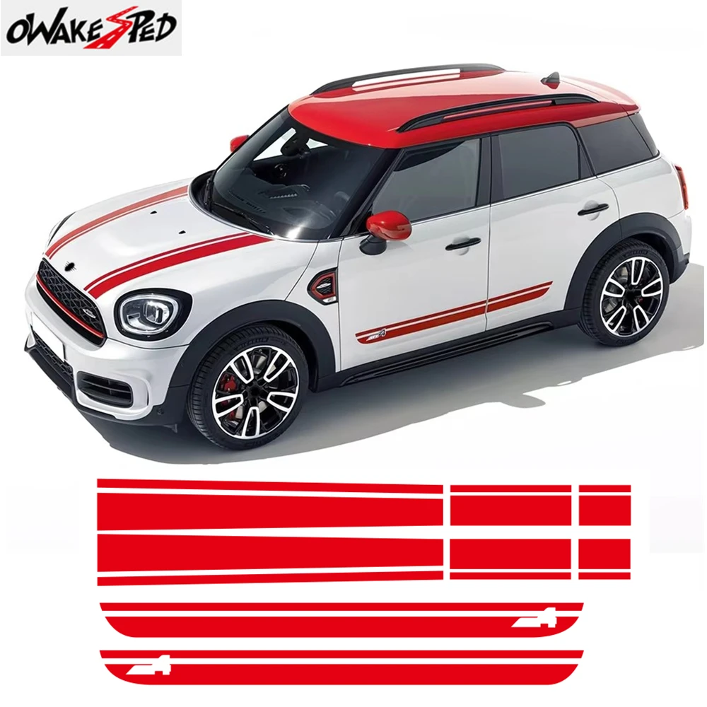 

Car Hood Decal Bonnet Band Rear Trunk Body Kit Side Stripes Skirt Sticker For MINI Countryman F60 Cooper JCW Accessories