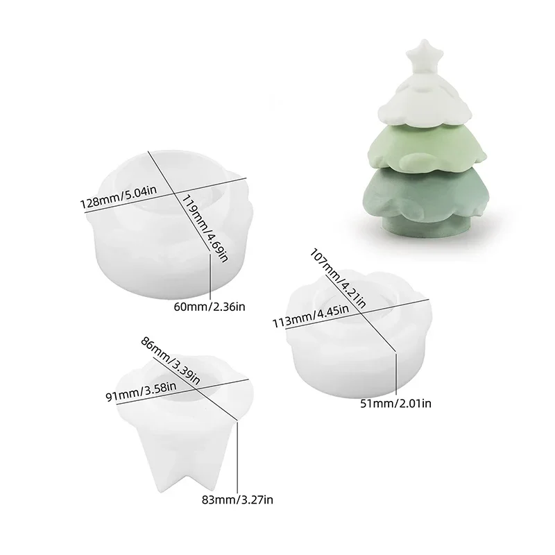 Christmas Tree Candle Jar Silicone Mold Three-tiered Christmas Tree Storage Box Cement Mold Candle Holder Container Plaster Mold