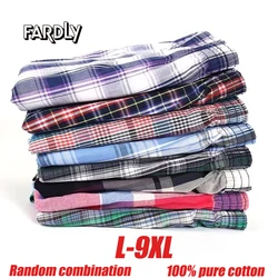 5pcs men's underwear pure cotton men's shorts breathable checkered woven Boxer men's underwear plus size pajamas sleepwear home