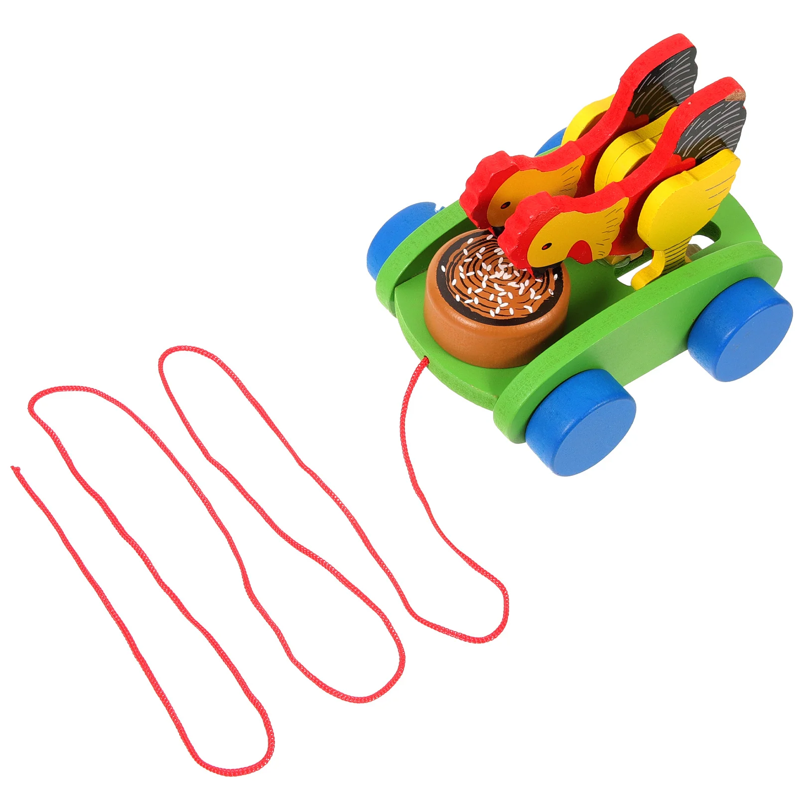 

1Pcs Educational Towing Plaything Wooden Chicken Cart Kids Vehicle Early Color Cognizance Creativity