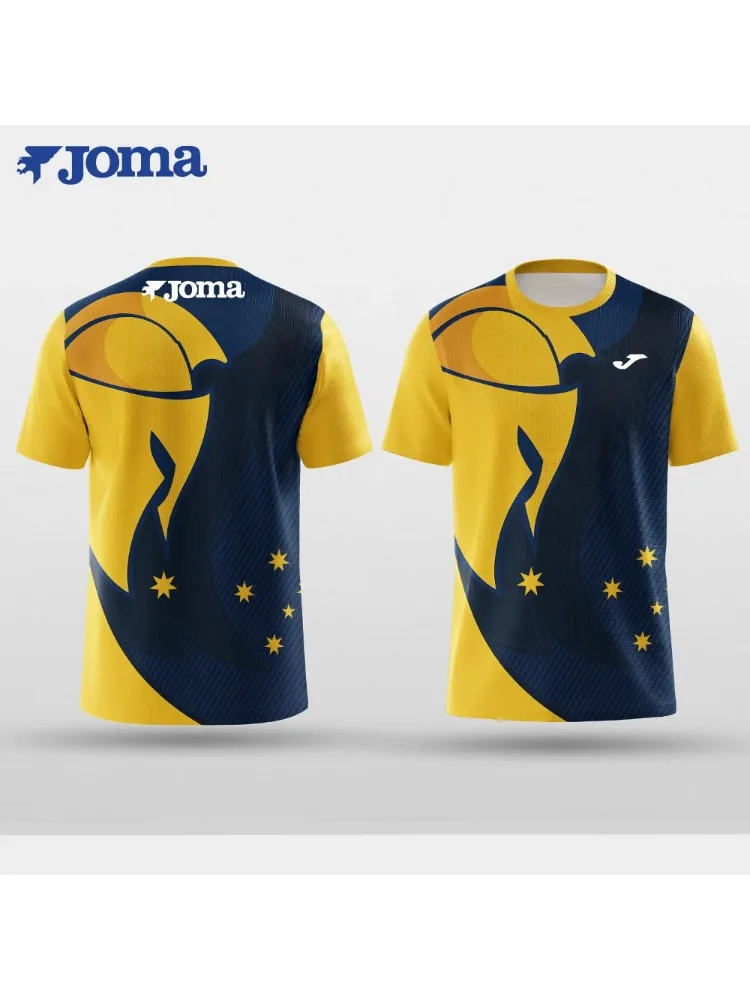 تي شيرت JOMA Summer German ثلاثي الأبعاد مطبوع بأكمام قصيرة للرجال لممارسة الرياضة في الهواء الطلق واللياقة البدنية والجري عالي الجودة سريع الجفاف وجيد التهوية #4