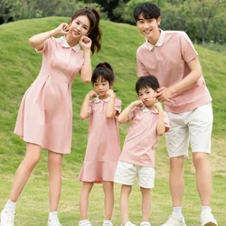 Mum Dad and Kid Outfit Family Look Mother Father and Daughter Son Matching Clothes Mom and Baby Girl Summer Dress Child Clothing