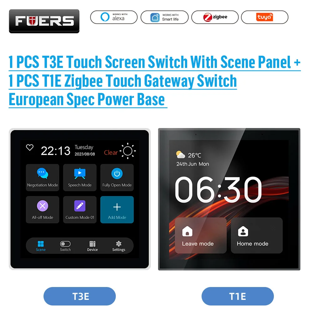 

FUERS T3E T1E Smart Control Panel Switch Smart Home Automation System Tuya Switch Scene Panel Intelligent Touch Screen Zigbee