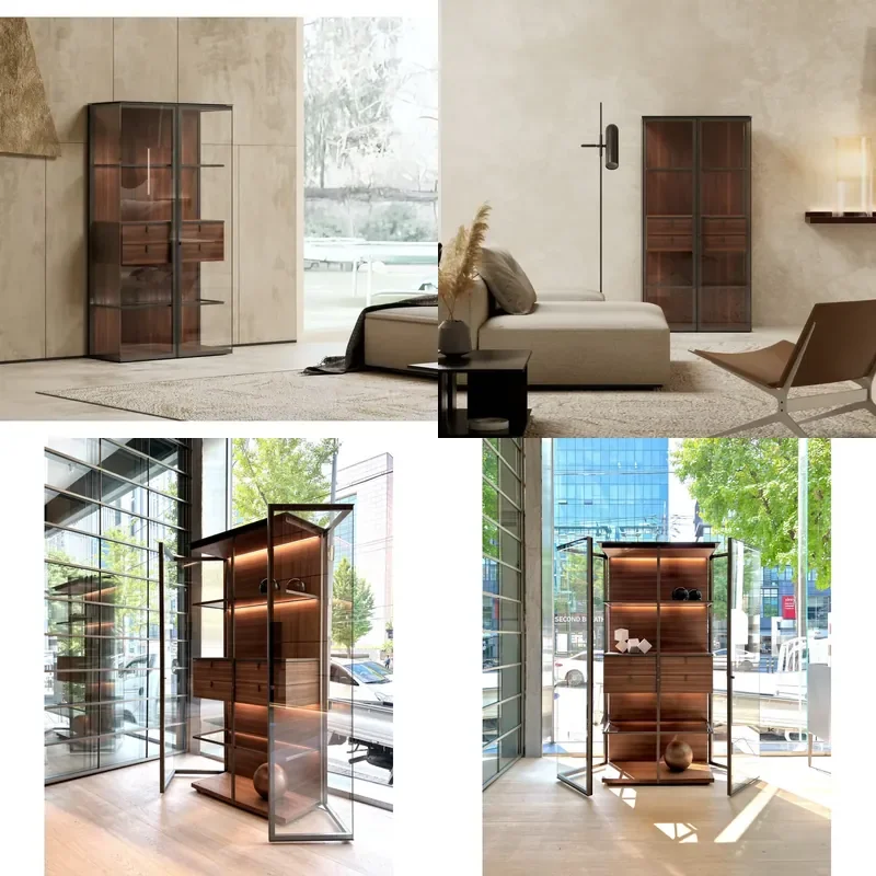 for Modern Modular Kitchen  Cabinet Stainless Steel Glass Doors High  4 Drawers Apartments  with Hinges