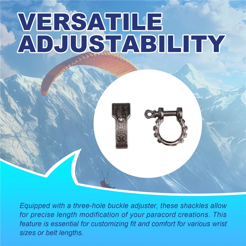 ABWR-Adjustable Shackles Buckles 10Pcs Metal For Paracord Buckles Bows Clasps Screw Pin Anchors Shackle For Paracord Bracelet Be