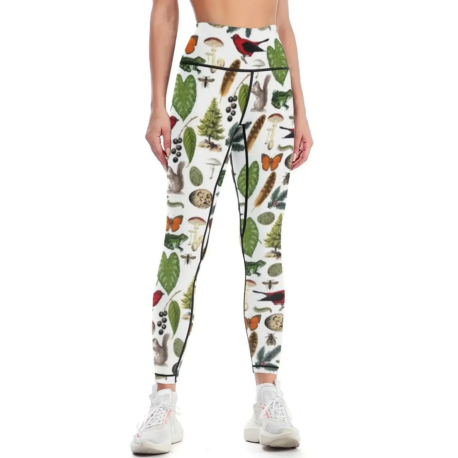 

Rustic Woodland Plants And Animals Pattern Leggings sports for gym's clothing fitness set gym Womens Leggings