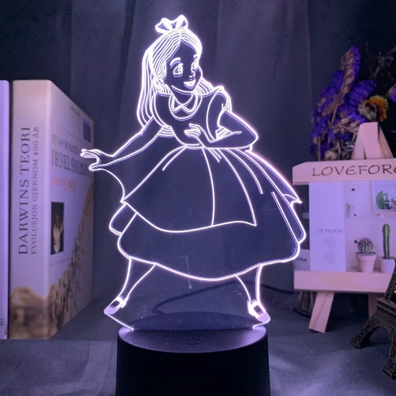 Disney Princess Elsa Ariel 3D Acrylic Led Lamp for Home Children\'s Night Light Table Lamp Cute Birthday Party Decor Bedside Lamp