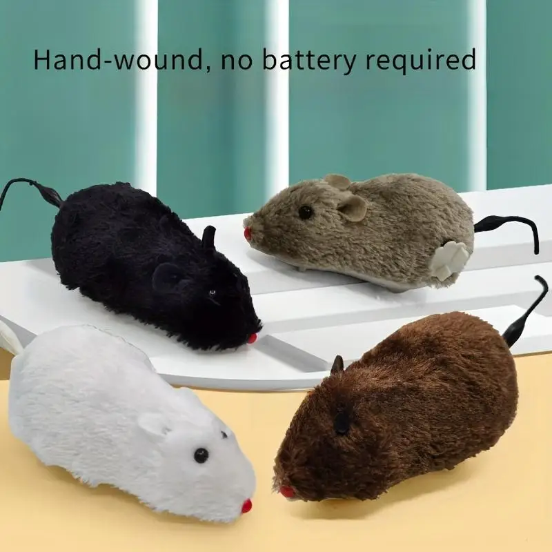 Bewegliche Maus Katzenspielzeug Plüsch Aufziehbares Katzenspielzeug in Mausform Interaktives Katzenjagdspielzeug Interessantes Spielzeug für Kätzchen