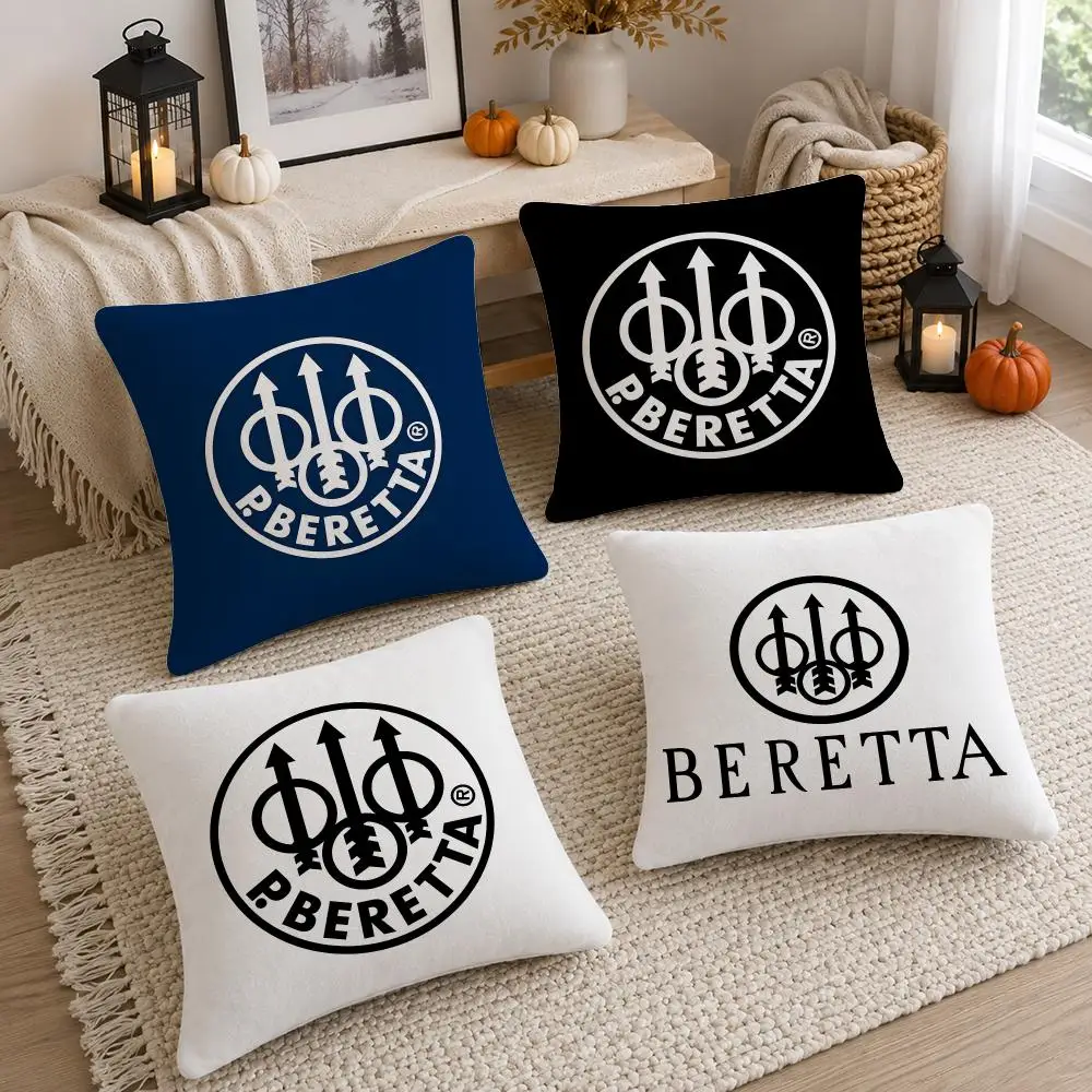 Firearms Brand Gun Beretta Cushion Cover Soft Fluffy Short Plush  Pillow Case  Sofa Bed Home Decor