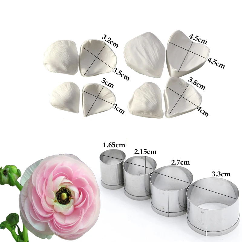 12pcs Buttercup Double Veiner Side Silicone Mold & Flower Cutter Set Cake Decorating Fondant Petal Clay Mold Sugarcraft M2865