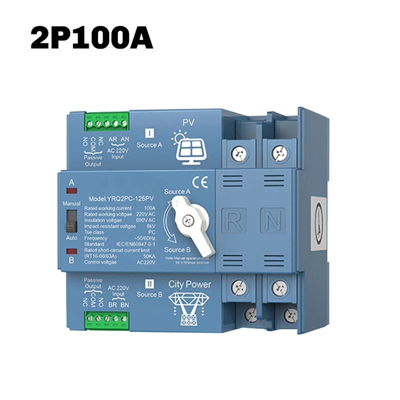 (NEW) ATS Dual Power Automatic Transfer Switch For Generator Or PV Energy To City Power Changeover Switch Solar Inverter
