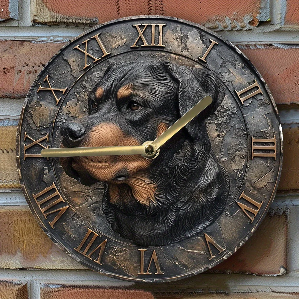 Rottweiler 2D Print  DIY Wall Clock Art Set, Home Decor with Movement Mechanism& 3 Hand Styles for Father's Day & Children's Day