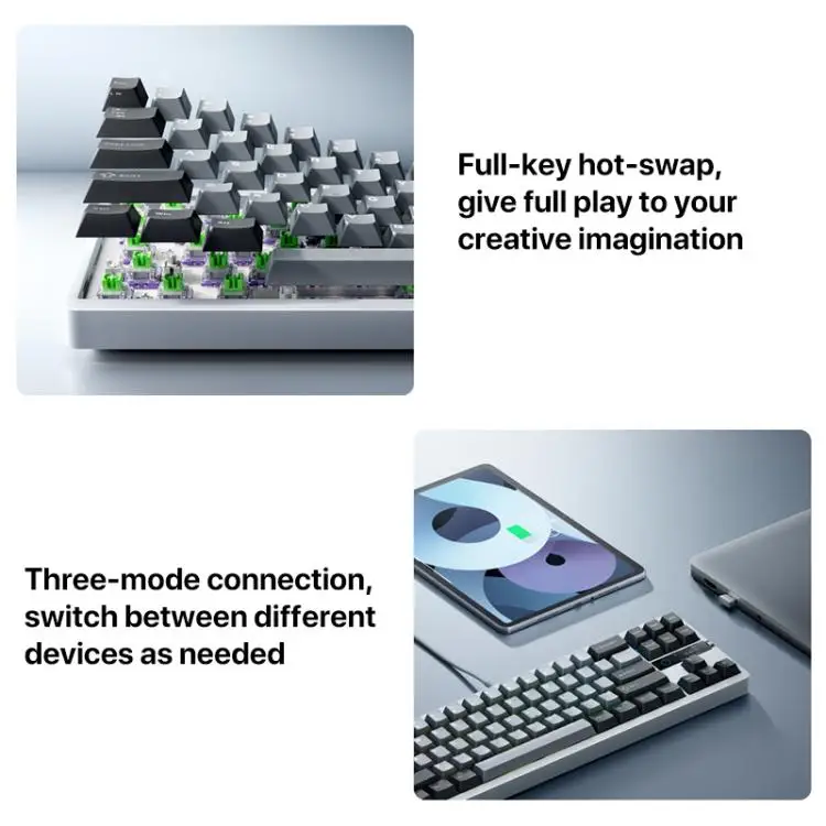 Newest Mechanical Keyboard MK71 Pro Wired / 2.4G / Triple Mode Gaming Keyboard Ultra-Portable Usb Keyboard Set