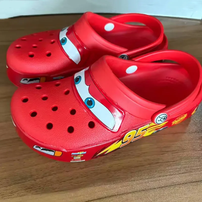 Chinelos relâmpago mcqueen homem pixar homem à prova dwaterproof água ao ar livre praia buraco eva sapatos sandálias mulher carro flip flops menino presente