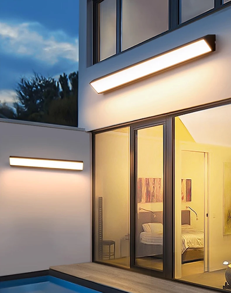 

Modern Simple Style Outdoor Indoor Wall Lamp for Courtyard Lighting Living Room Wall Decor Villa Long Strip Wall Fitting