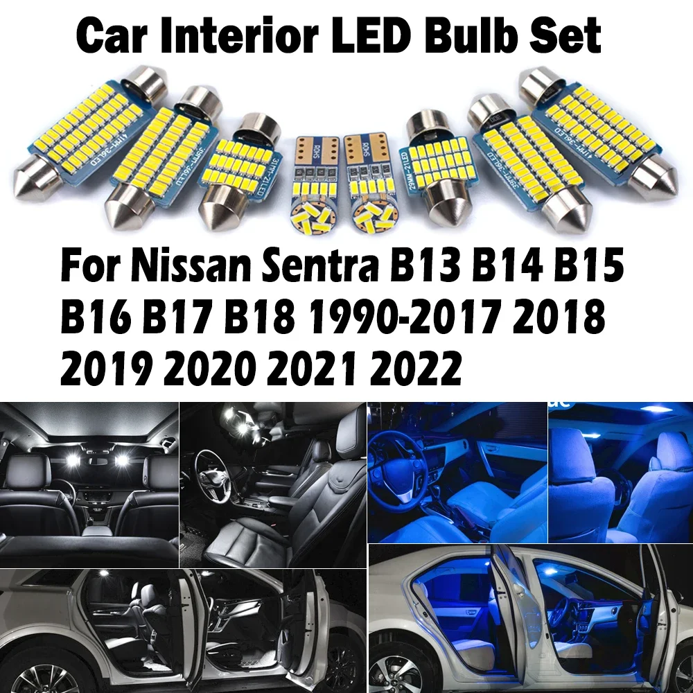 Car LED Interior Reading Trunk Map Light Kit Canbus For Nissan Sentra B13 B14 B15 B16 B17 B18 1990-2017 2018 2019 2020 2021 2022