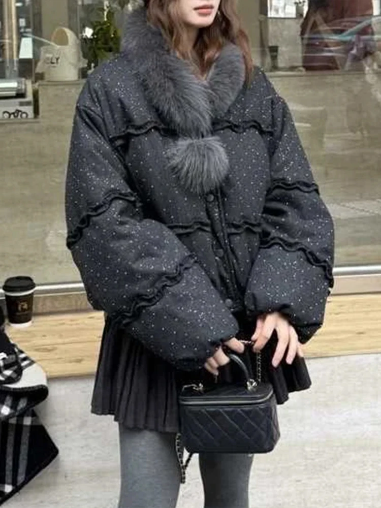 

Корейское женское зимнее пальто Puffer Jaet, новое пальто Faion Diamond Embellied Bread, теплая хлопковая верхняя одежда Thiened