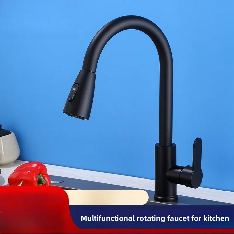 

for Black Pull Down Kitchen Faucet with Colorful Spray Head Modern Sink Tap for Home Use Water Saving and Durable Design Easy