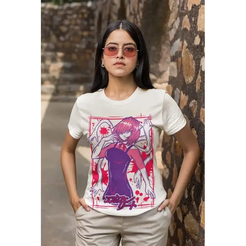 تي شيرت Elfen Lied Lucy Anime للجنسين، Nyu، Kaede Manga Waifu قميص Tshirt Horror Anime