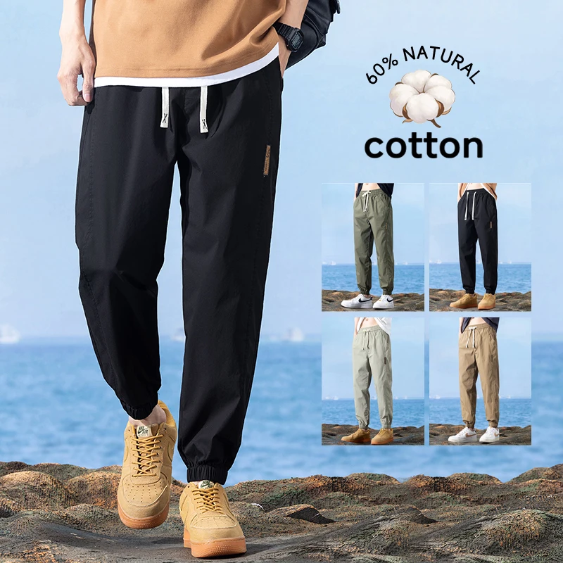 

Cotton Men's Cargo Harem Pants Spring Summer Baggy Tapered Leg Casual Trousers Sports Harlan Pants Joggers Streetwear Sweatpants