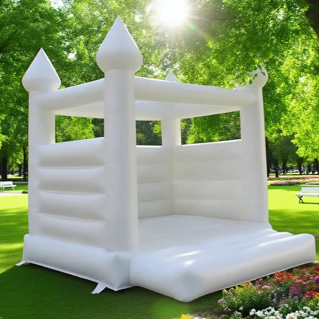 

Kids' gift, birthday/wedding party, outdoor, mini white inflatable bounce house/castle (with blower)