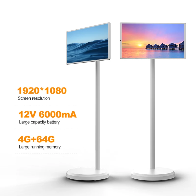 Hot Sale Mobile Tv 21.5Inch Touch Screen Rollable Tablet Portable Tv Movable Display Rechargeable Lcd Smart Tv