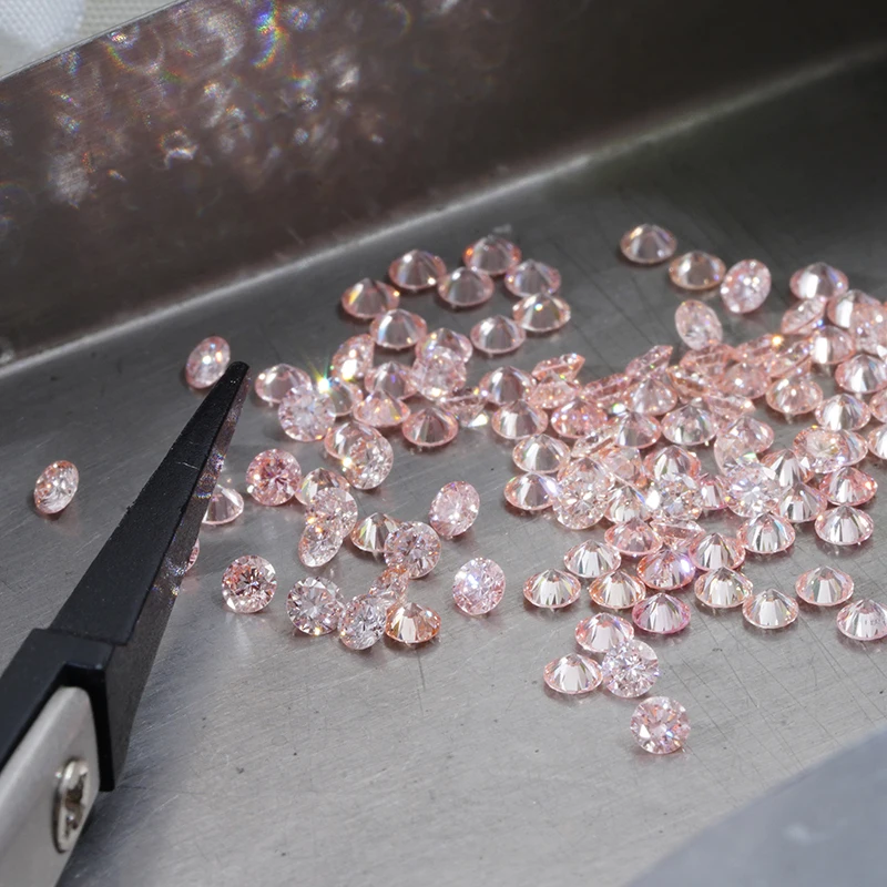 Melee Diamond 0.8mm to 1.1mm Round Brilliant Cut HPHT Lab Grown Diamond Pink Color Per carat price