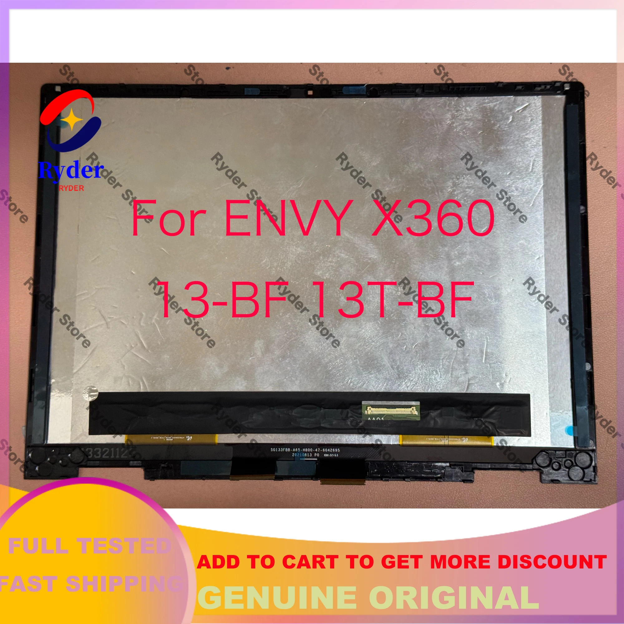 For HP Envy X360 13-bf 13-BF OLED 13.3'' FHD IPS 16:10 LED LCD Touch Screen Display Replacement Assembly With Frame Blue/Silver