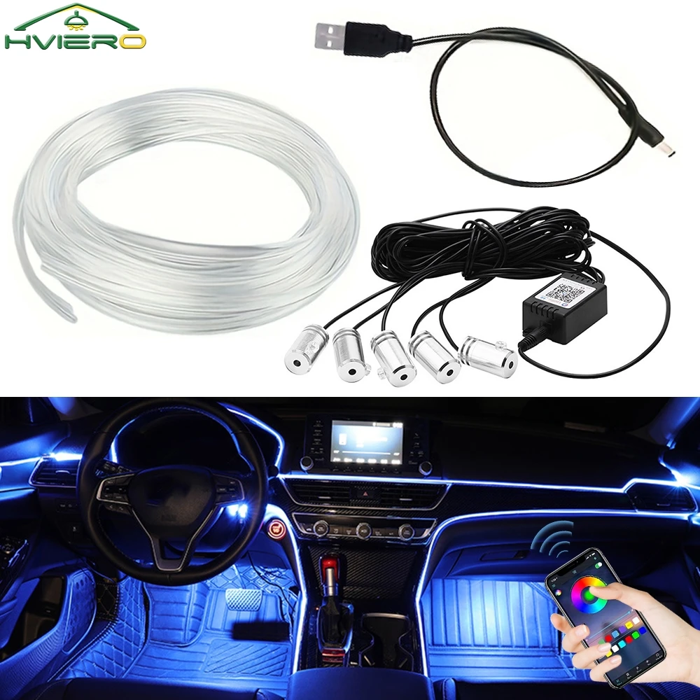 

Car Led Strip Lights Interior Lights RGB Ambient Lighting Kit Music Sync Functions USB Neon Light Vehicle Accessories Universal