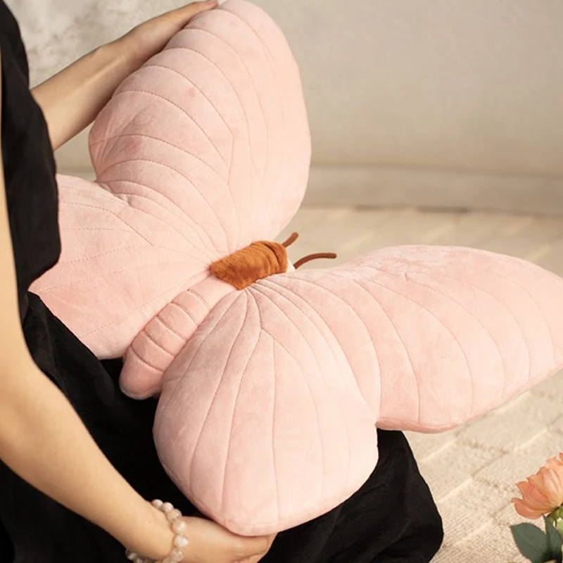 

Cute Pink Butterfly Throw Pillow Plush Soft Stuffed Cushion Lifelike Butterfly Throw Pillow Home Couch Living Room Bed Decor