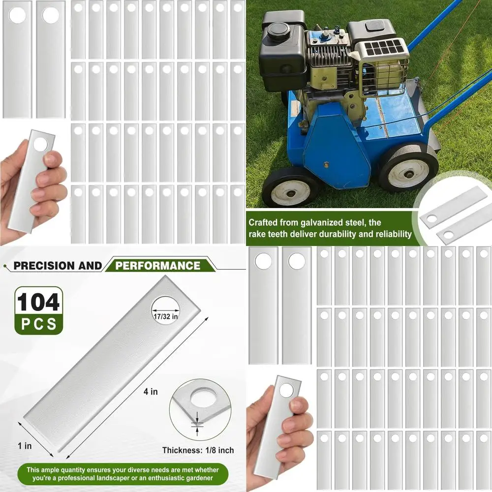 

104 шт. зубьев для грабель-рыхлителя, 4L x 1W x 0.12T, совместимы с различными турбинами для газонокосилок и сеялок