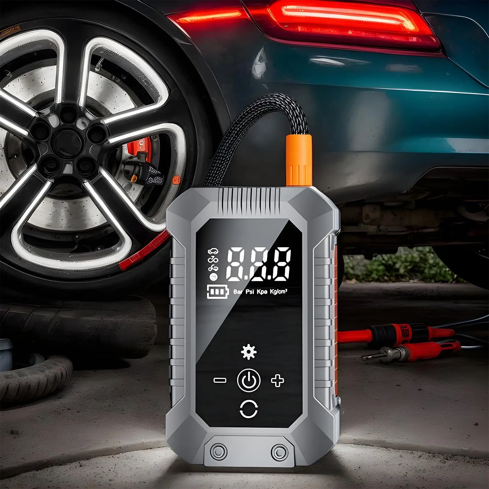 Air Pump For Car Tires Cordless Rechargeable Auto Shut Off Car Tire Inflator Portable Air Compressor For Bike Sedan SUV Balls