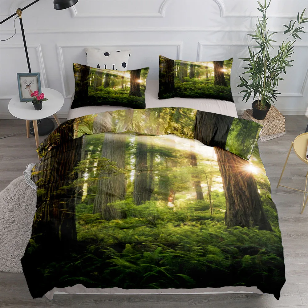 

Morning Forest Customizable Duvet Cover Set King Queen Double Full Twin Single Size Bed Linen Set