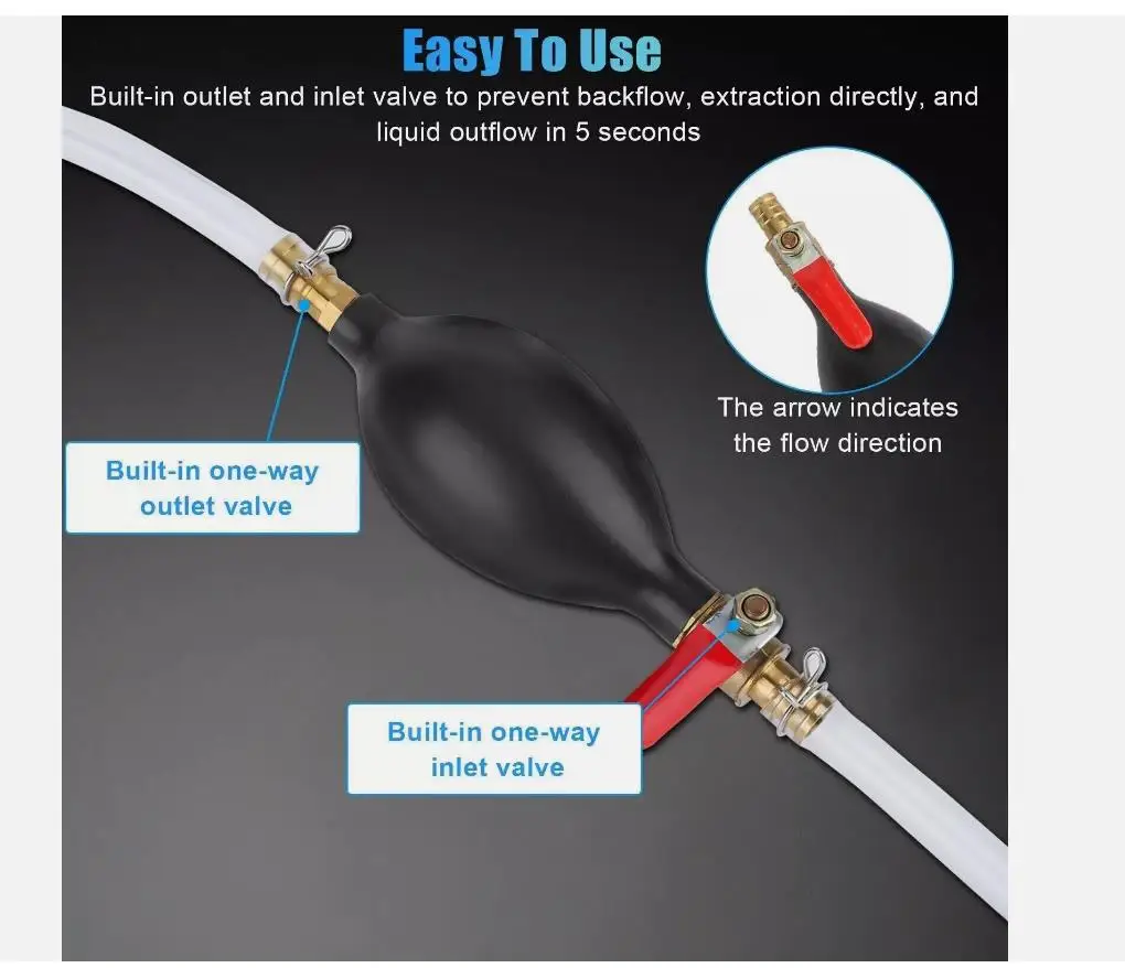 مضخة نقل الوقود اليدوية لمضخة سيفون الديزل مع خرطوم لنقل زيت الوقود مضخة سيفون لنقل الغاز خرطوم سيفون البنزين #3
