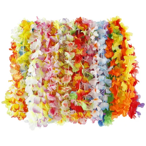 하와이 꽃 목걸이, 하와이 크리스마스 화환, 해변 파티용 DIY 장식, 인공 꽃 목걸이 장식, 50 개, 100 개