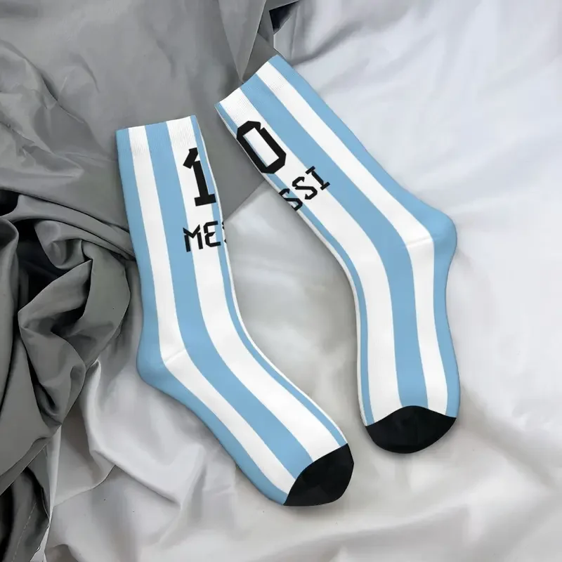 Messis Argentina número calcetines de fútbol hombres mujeres poliéster divertidos calcetines felices Hip Hop Primavera Verano Otoño Invierno calcetines regalo