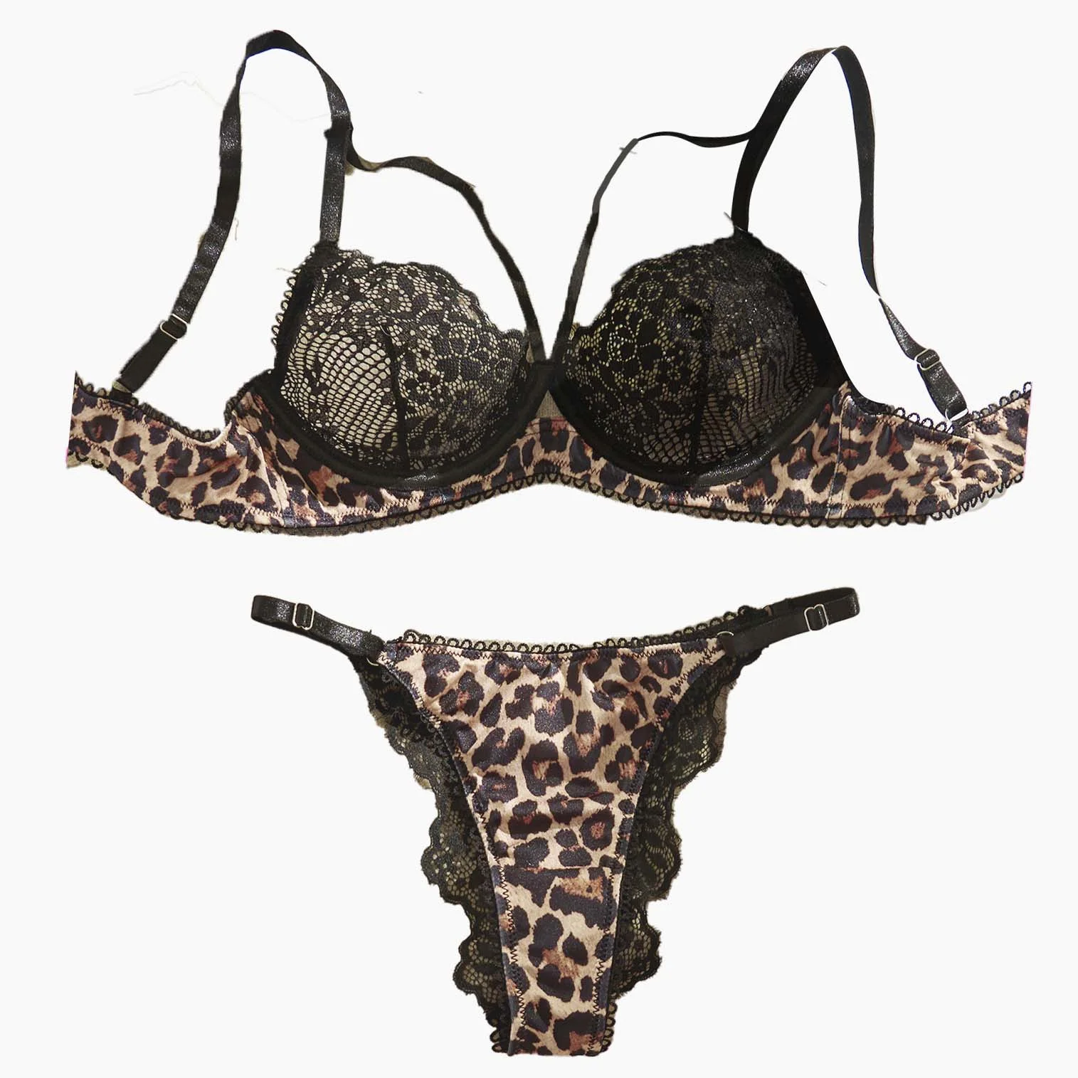 Women\'s Underwear & Lingerie, leopard printed Sexy bra set, see through bra set for velentines and Christmas lingerie party