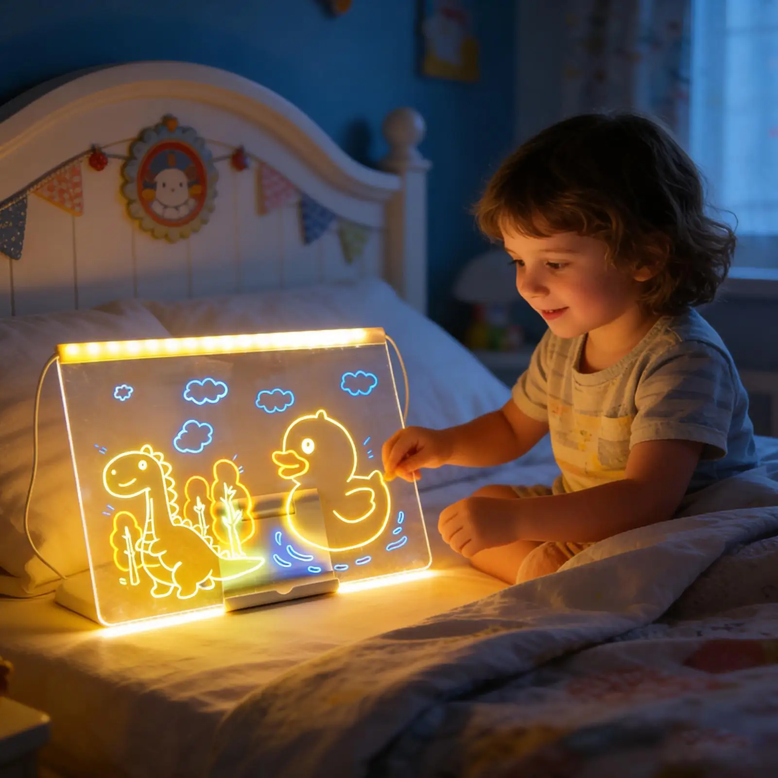 LED-notitiebord USB-plug-in schrijfblok Uitwisbaar LED-prikbord met markers voor jongens Meisjes Schoolwoonkamer Thuiswerkplek