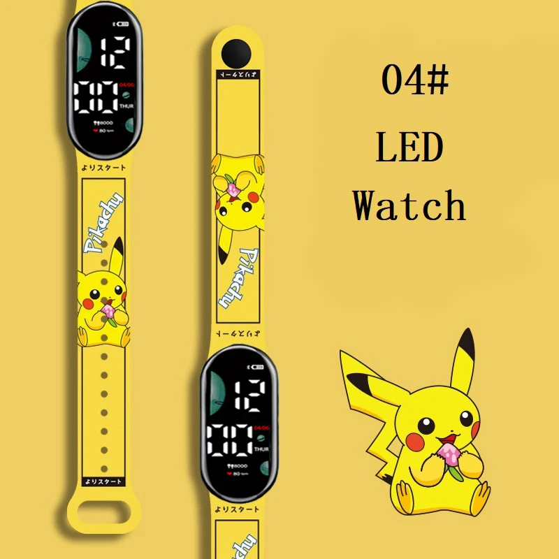 

Pokemon Strap LED Electronic Watch Fashion Colorful Bracelet Touch Waterproof Anime Character Pikachu Kid Digital Watches