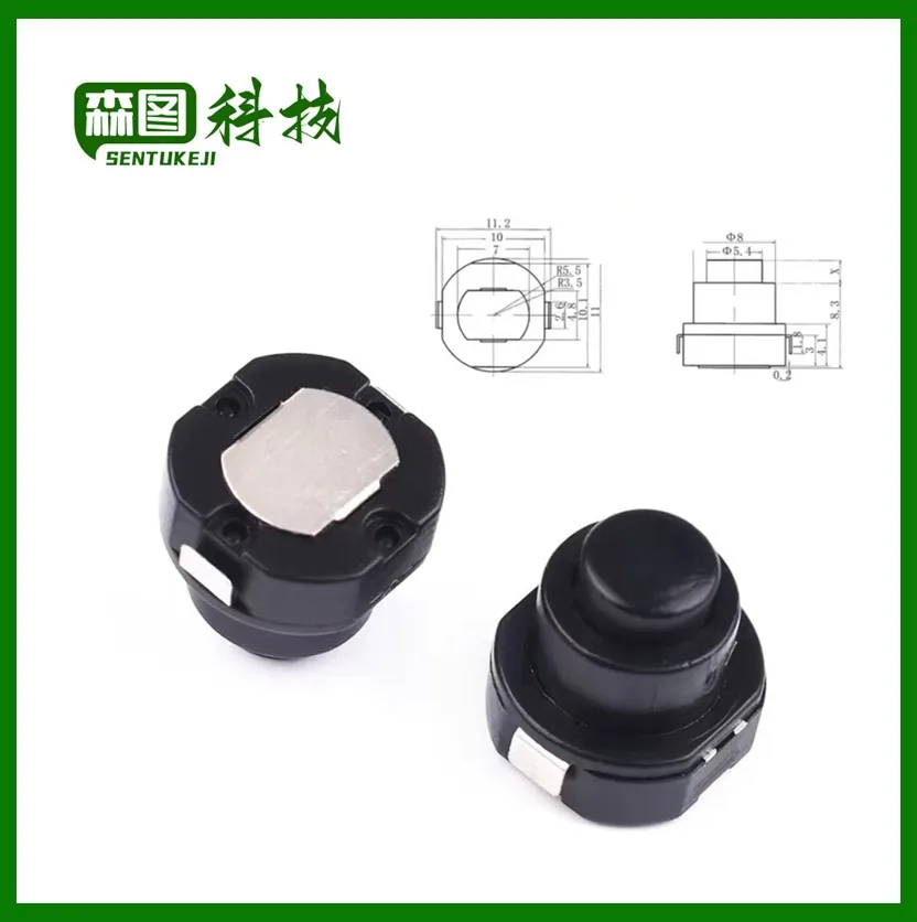 10PCS a lot Flashlight Torch Part Round Push Button Switch Black DC 30V 1A 10mm x 10mm (D*H)