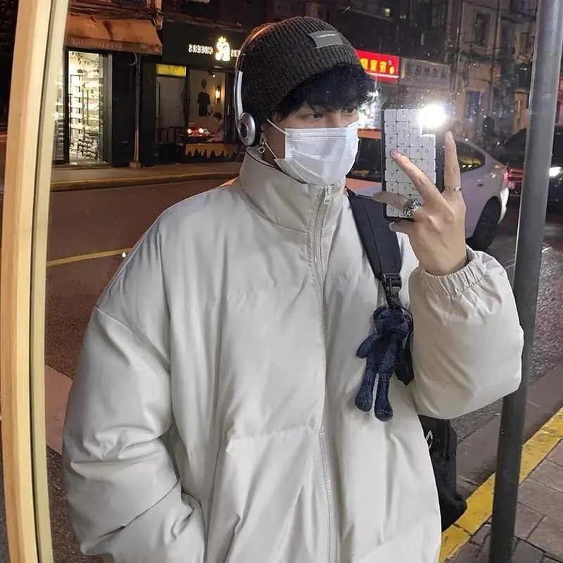 

American Street Sle Cotton Jaet Men's Autumn Winter Stand Collar Loose Color Bread Sle Sports Casual Outerwear