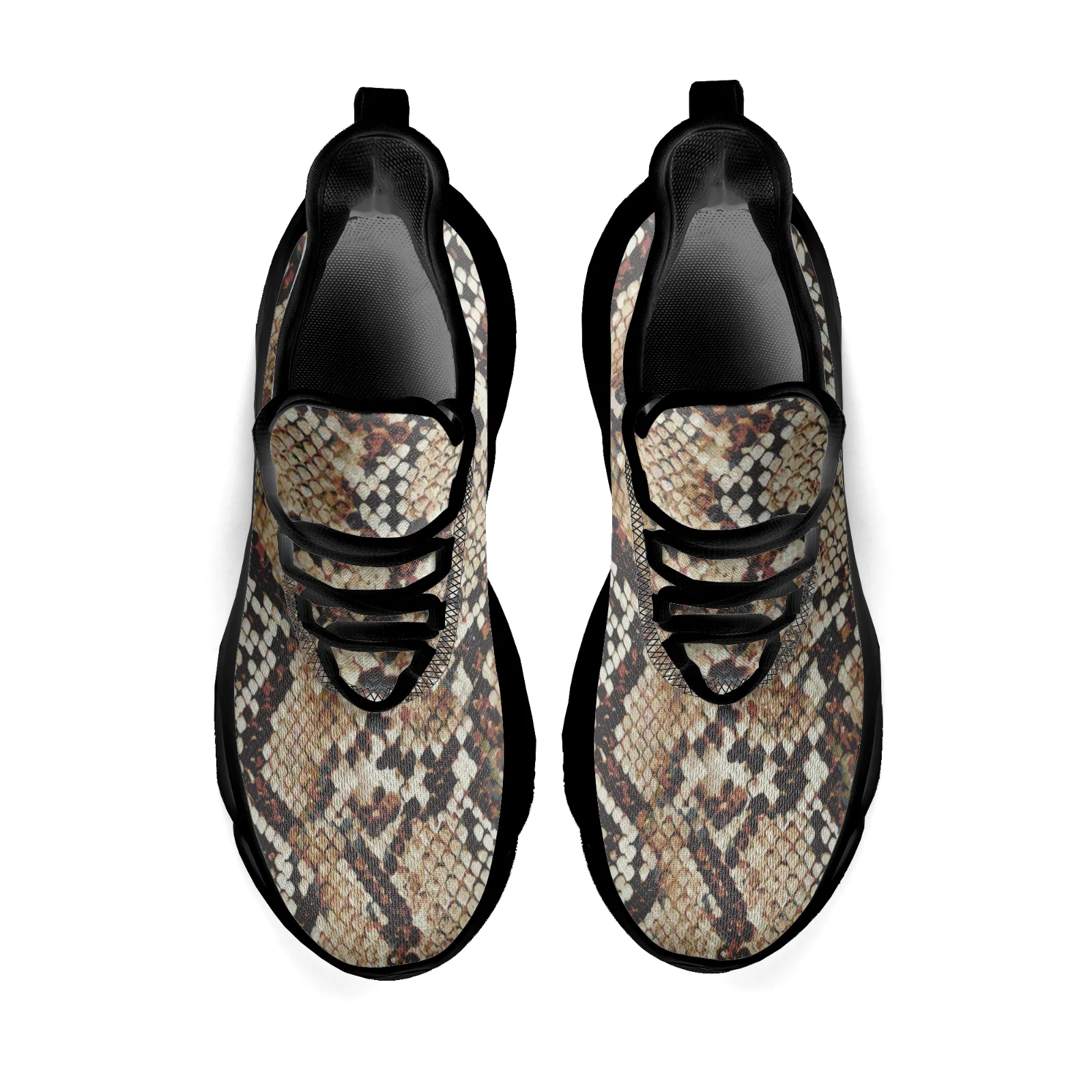 Zapatillas de deporte casuales con patrón de piel de serpiente de moda, parte superior de malla liviana adecuada tanto para hombres como para mujeres