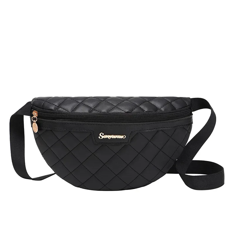 High-end and Versatile Lingge Embroidered Waist Bag with Casual Texture and Large Capacity Crossbody Chest Bag and Crescent Bag